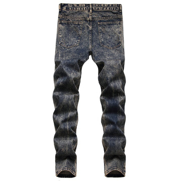 Vintage Distressed Washed Motorcycle Jeans